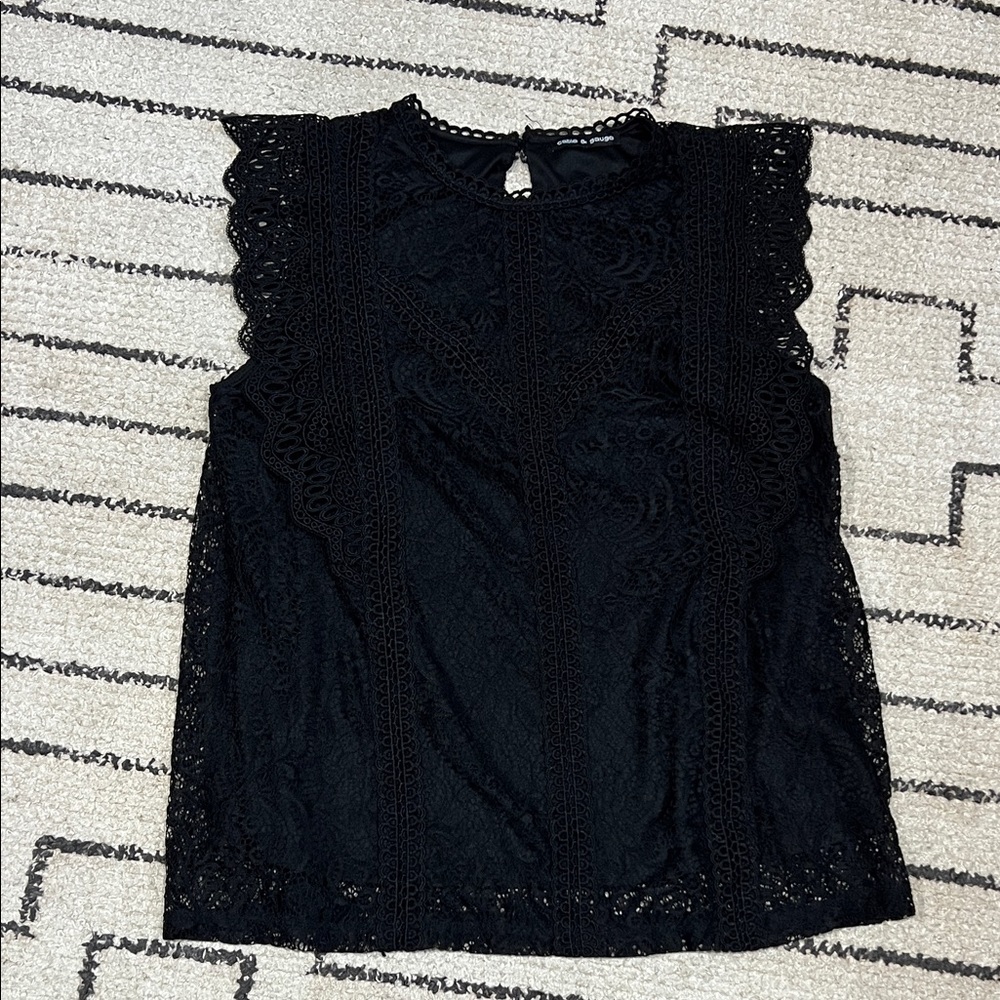 Cable & Gauge Black Lace Blouse